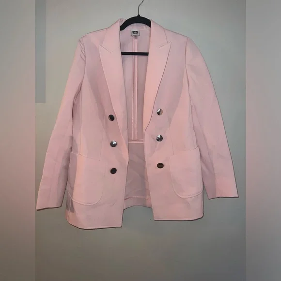 Anne Klein Blush Faux Double-Breasted Jacket With Patch Pockets Size Medium - Picture 3 of 7
